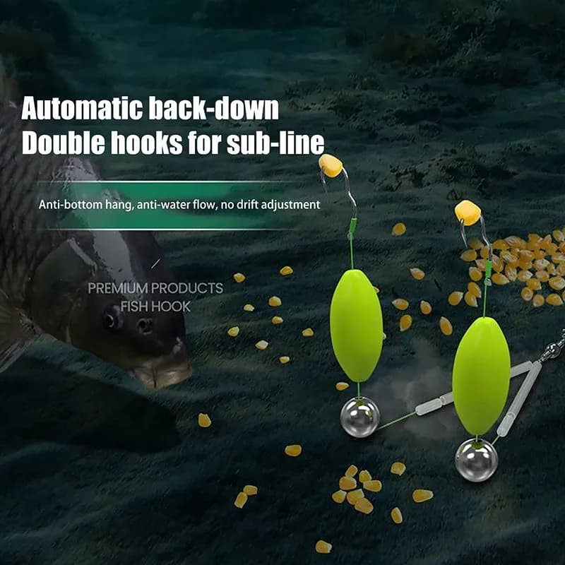 Doppio gancio Impianti di pesca per capelli Gancio di sospensione Anti fondo Attrezzatura per amo da pesca alla carpa Pronto realizzato Impianti di pesca alla carpa Richiamo di pesca 2 ganci
