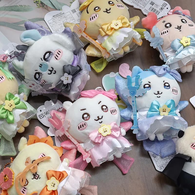 Chiikawa Keyring with doll for magic girl Kawaii Hachi Usagi Pendant for cute backpack cartoon, adorable magic theme plush