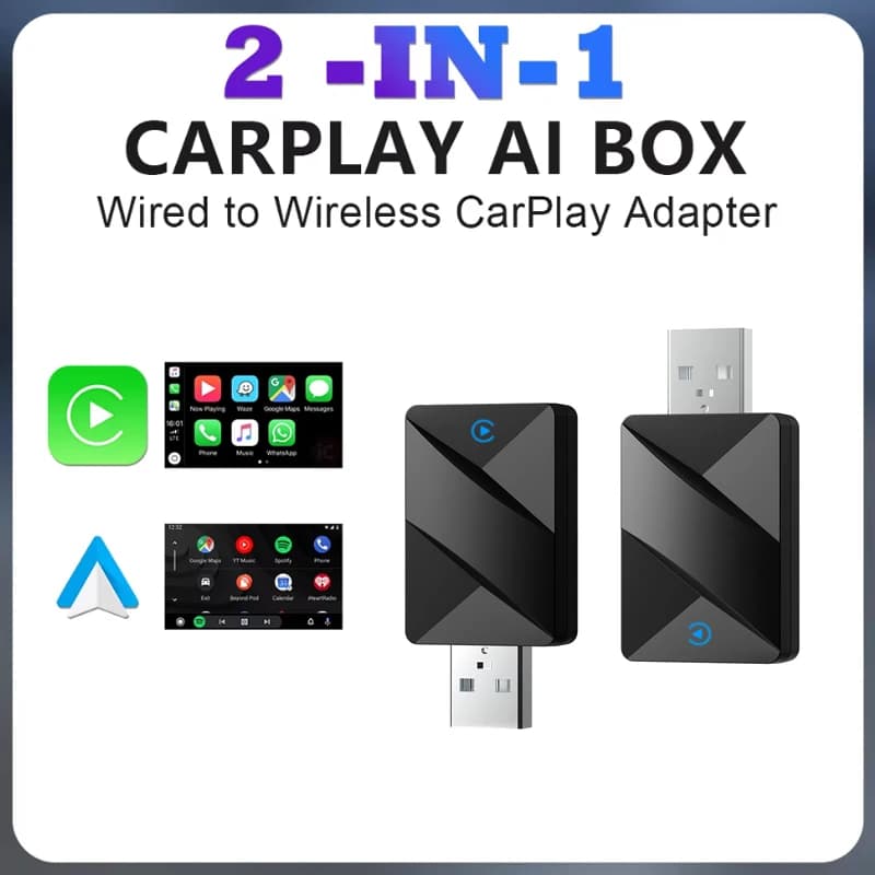 2025 NUOVO Adattatore Wireless Carplay Android Auto Wireless Smart Dongle 2in1 Plug and Play BT WiFi Connessione rapida per CarPlay cablato