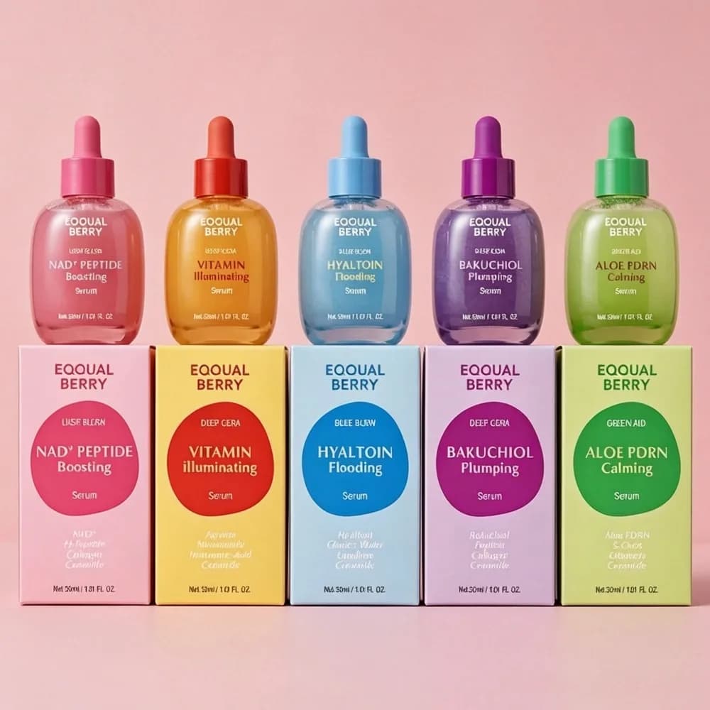 Original 30ml Renew Calm Serum Set Brand Korean EQQUALBERRY Faceshine Facial Serum Series Vitamin C Bakuchiol Plumping Essence