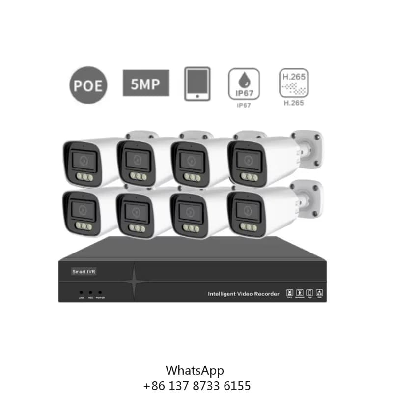 5MP 4CH 8CH Domestic CCTV Security System, IP Cameras with 8 Channels PoE NVR Support