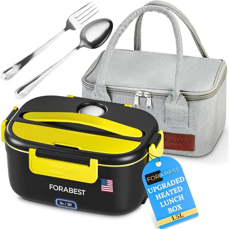 Lunch Box heated 80 W Electric Lunch Box for Adults Portable Wipers with 1.5 Liter Stainless Steel Container Tool Transport Bag