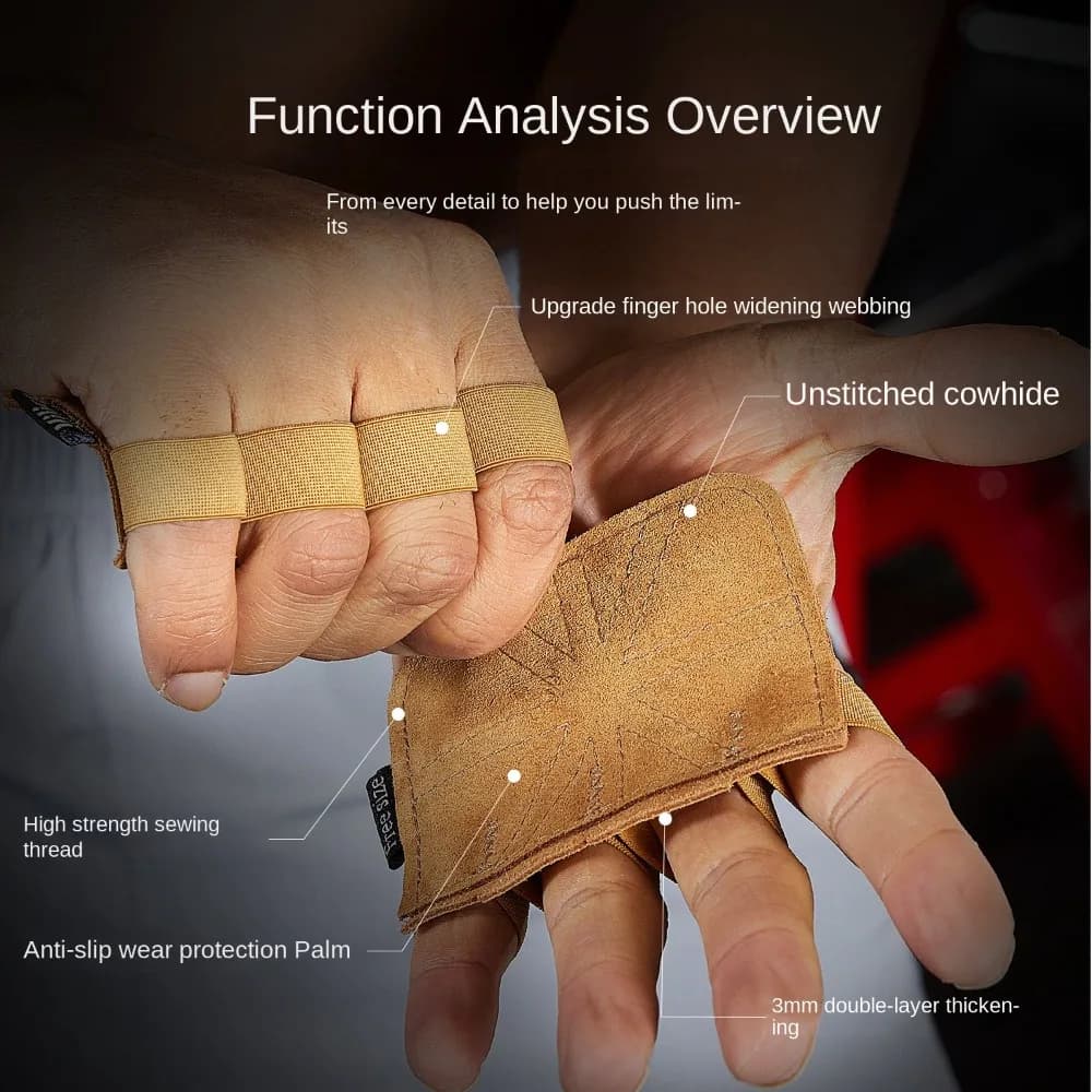 1Pair Leather Weight Lifting Training Gloves Anti-Skid Palm Protection Gym Gloves Grips Wear-resistant Breathable