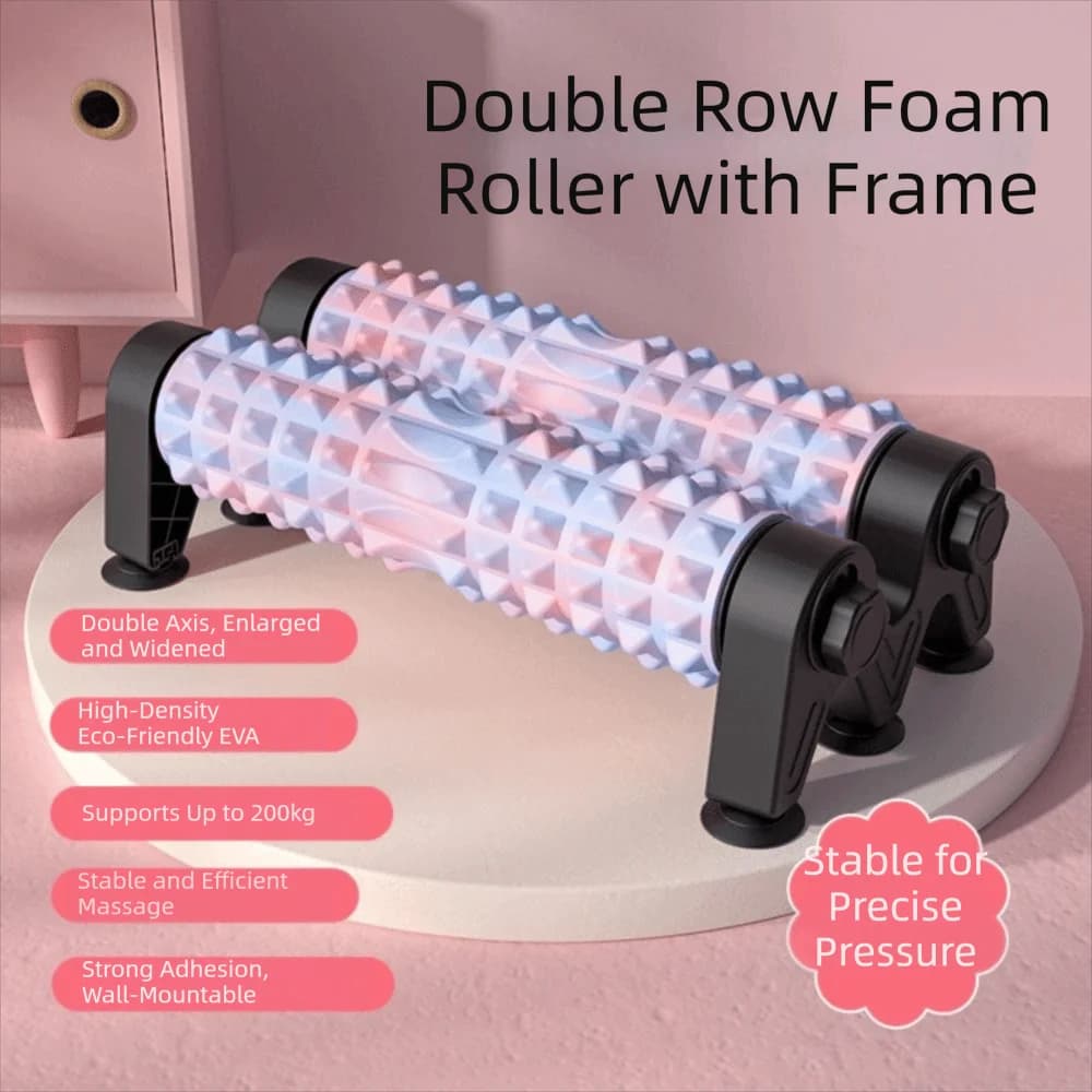 Rullo in schiuma EVA a doppio tubo con ventosa, antiscivolo e stabile, con supporto, per yoga, pilates e stretching profondo della schiena, ispessito