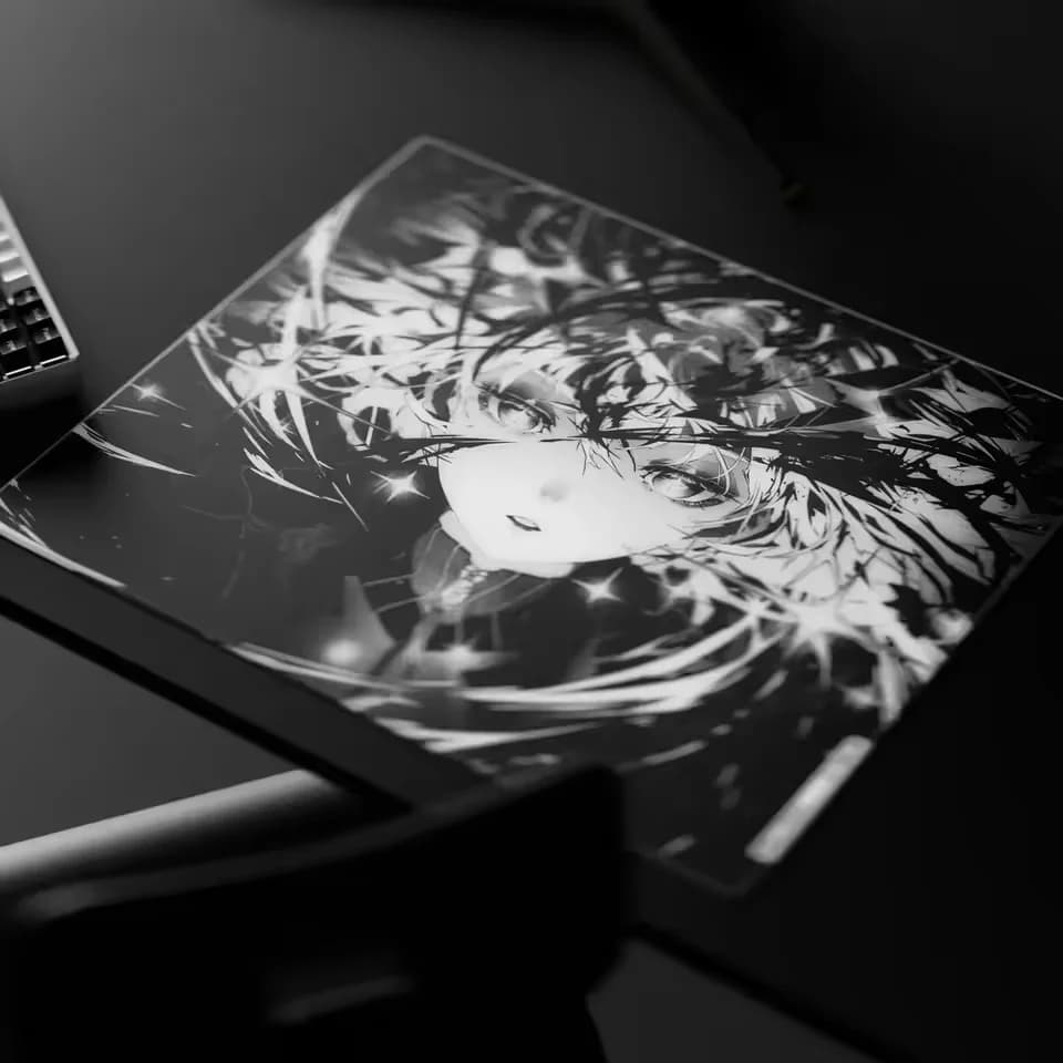 Elegante Tappetino per Mouse XXL in Vetro Fotovoltaico con Tema Anime Awakening SORA, Tappetino da Scrivania per Gaming E-sports, Decorazione Desktop FPS