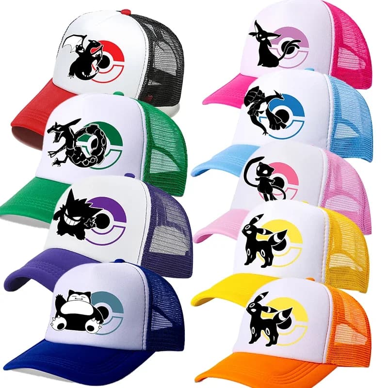 Cappellino da Baseball Estivo con Stampa di Personaggi Anime Pokemoned, Cappello Traspirante per Bambini, Berretto HipHop Kawaii, Regalo per Bambini