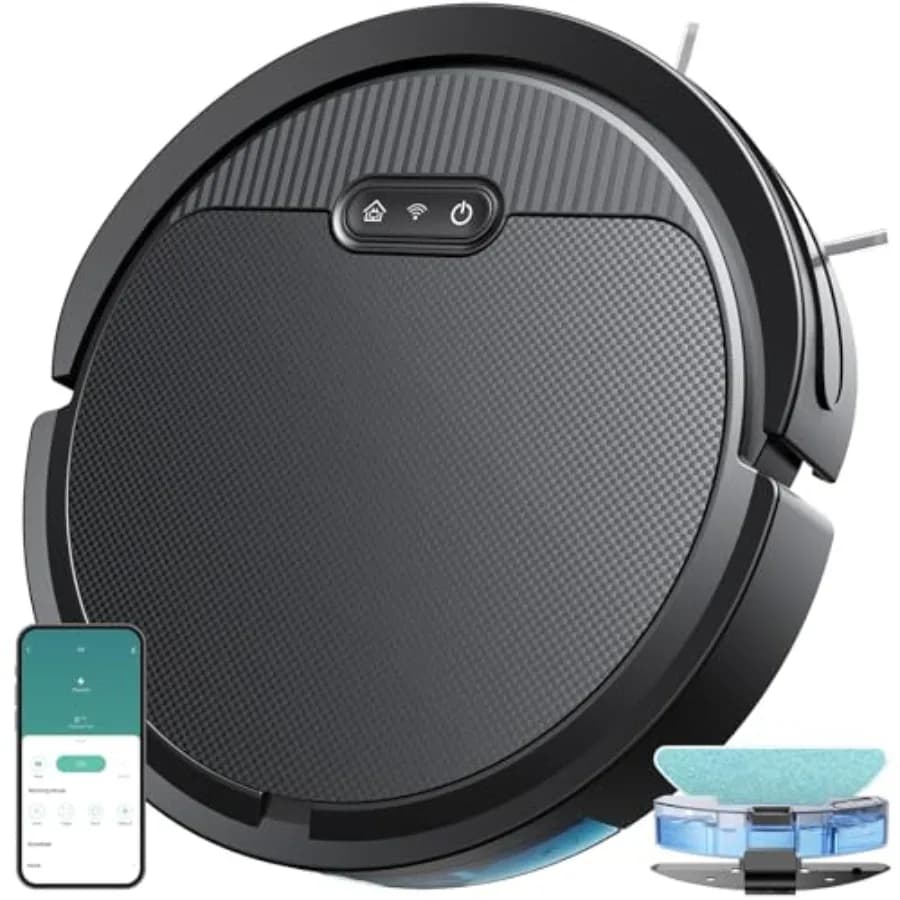 Robot Aspirapolvere e Lavapavimenti 3 in 1 V3 con Potenza di Aspirazione 5000Pa, Compatibile con WiFi 2.4G/Alexa/App, Ricarica Automatica, Senza Grovigli