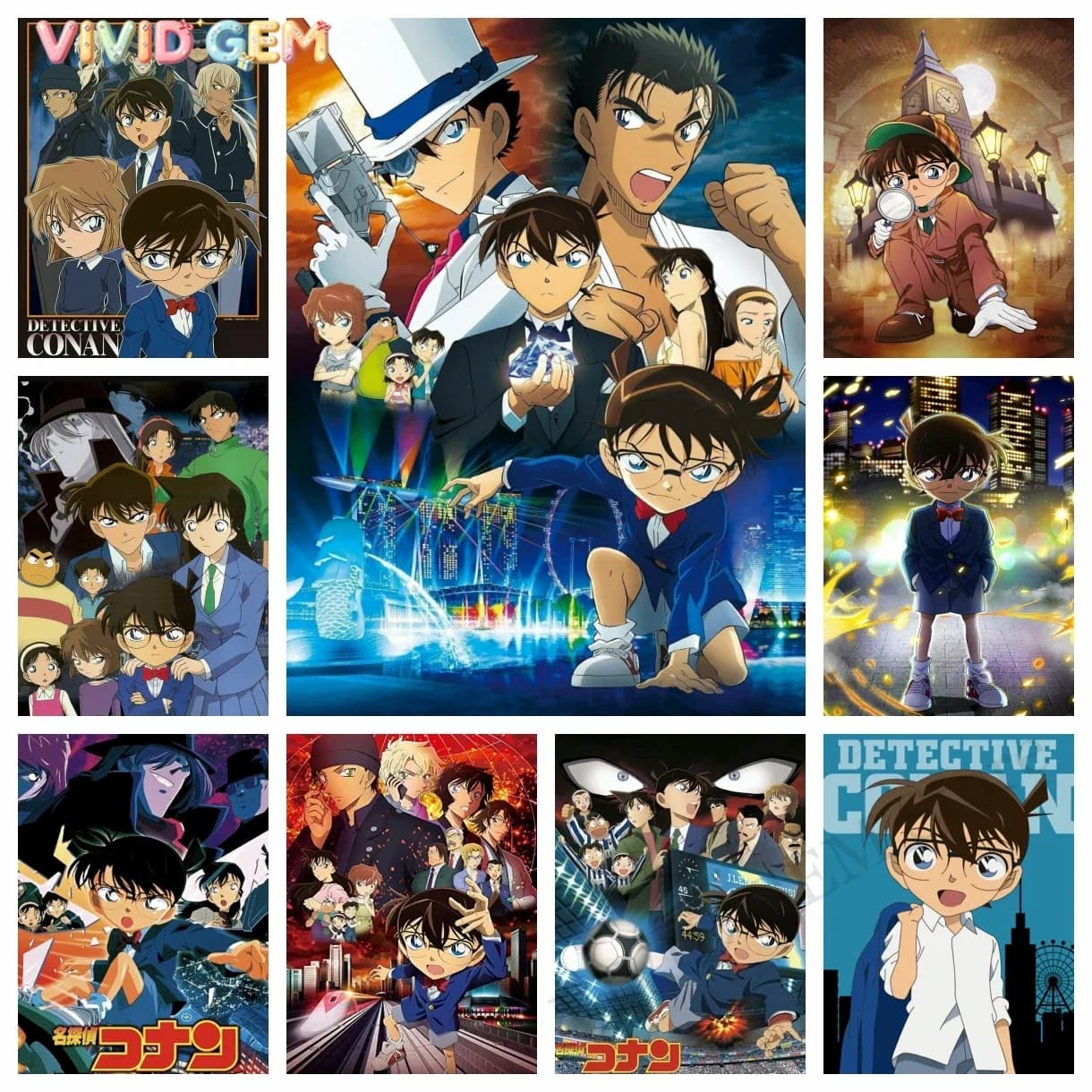 VIVID GEM 2024 New Detective Conan Diamond Painting Japan Anime Full Drill Round Cross Stitch Embroidery Rhinestones Pictures