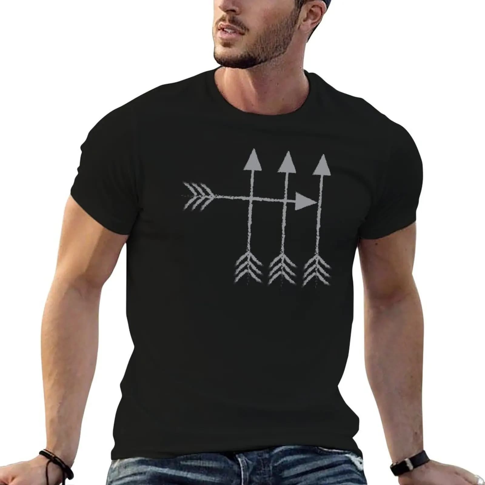 T-shirt con design hipster a 4 frecce, t-shirt in cotone, t-shirt grafiche per uomo, t-shirt da uomo in cotone