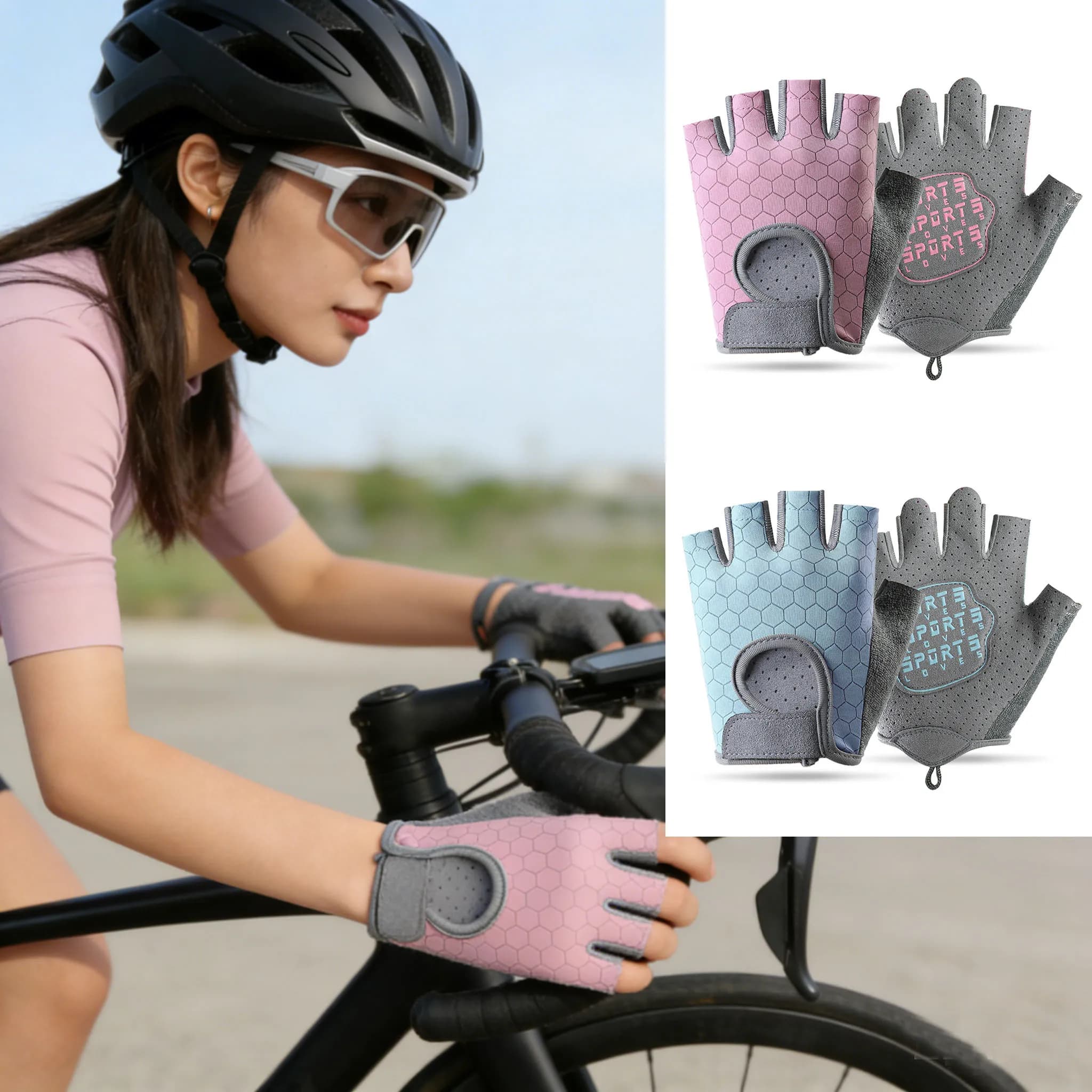 Guanti Sportivi Senza Dita per Bambini, Antiscivolo e Traspiranti, Guanti Professionali Estivi da Ciclismo a Mezzo Dito per Uomo e Donna, Guanti da Palestra e Fitness