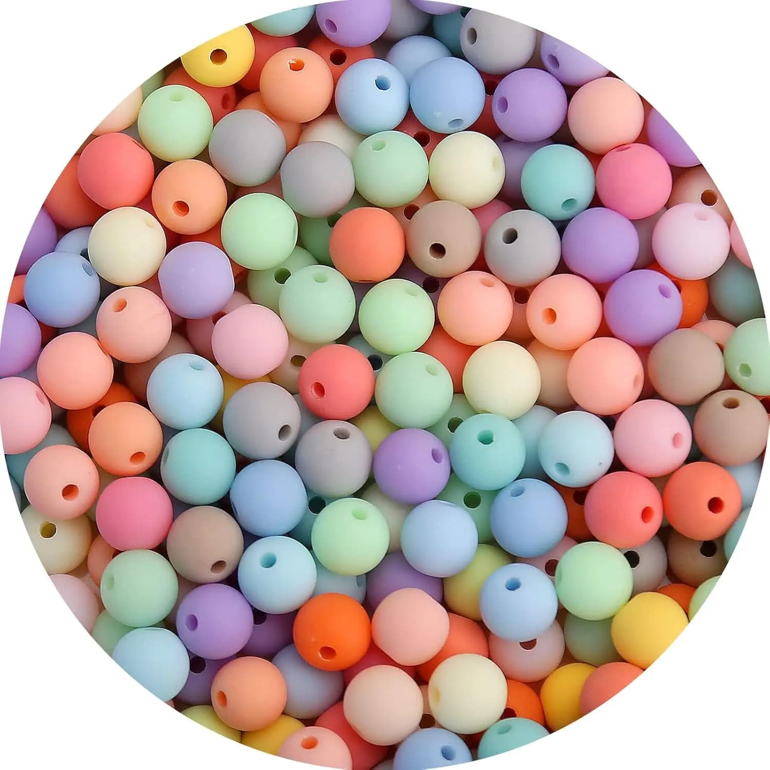 800/500/200pc 6/8/10 millimetri Rotonda Del Silicone Perlina Per La Produzione di Gioielli FAI DA TE Ciuccio Catena Penna Set Collana Masticabile Massaggiagengive dentizione giocattoli