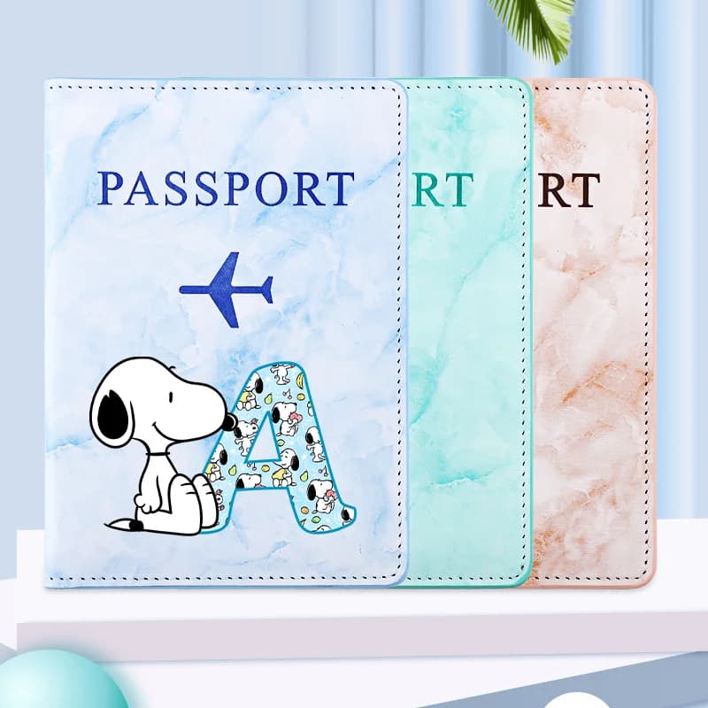 Porta Passaporto Unisex Snoopys a Forma di Aeroplano, Custodia da Viaggio in Pelle per Passaporto, Portafoglio Cartoon, Porta Carte, Borsa Regalo