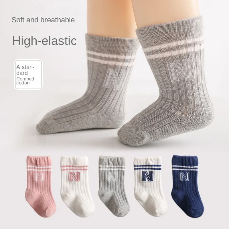Calzini a tubo medio per neonato calzini per bambini calzini per bambina primavera autunno calzini in cotone disossato tinta unita per neonato carino sciolto