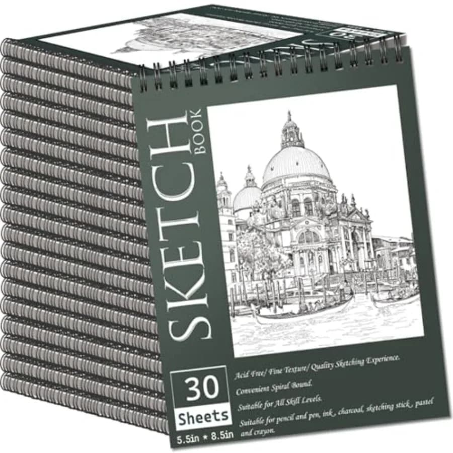 Sketch Books 5.5" x 8.5", Top Spiral Bound Sketch Pad, Mini Sketchbook Bulk for,600 Sheet Drawing Paper 68lb/100gsm,Drawing Pad