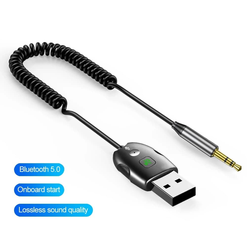 Bluetooth 5.0 ricevitore Bluetooth Wireless trasmettitore per auto USB a Jack da 3.5mm adattatore Bluetooth Audio AUX per cuffie altoparlante