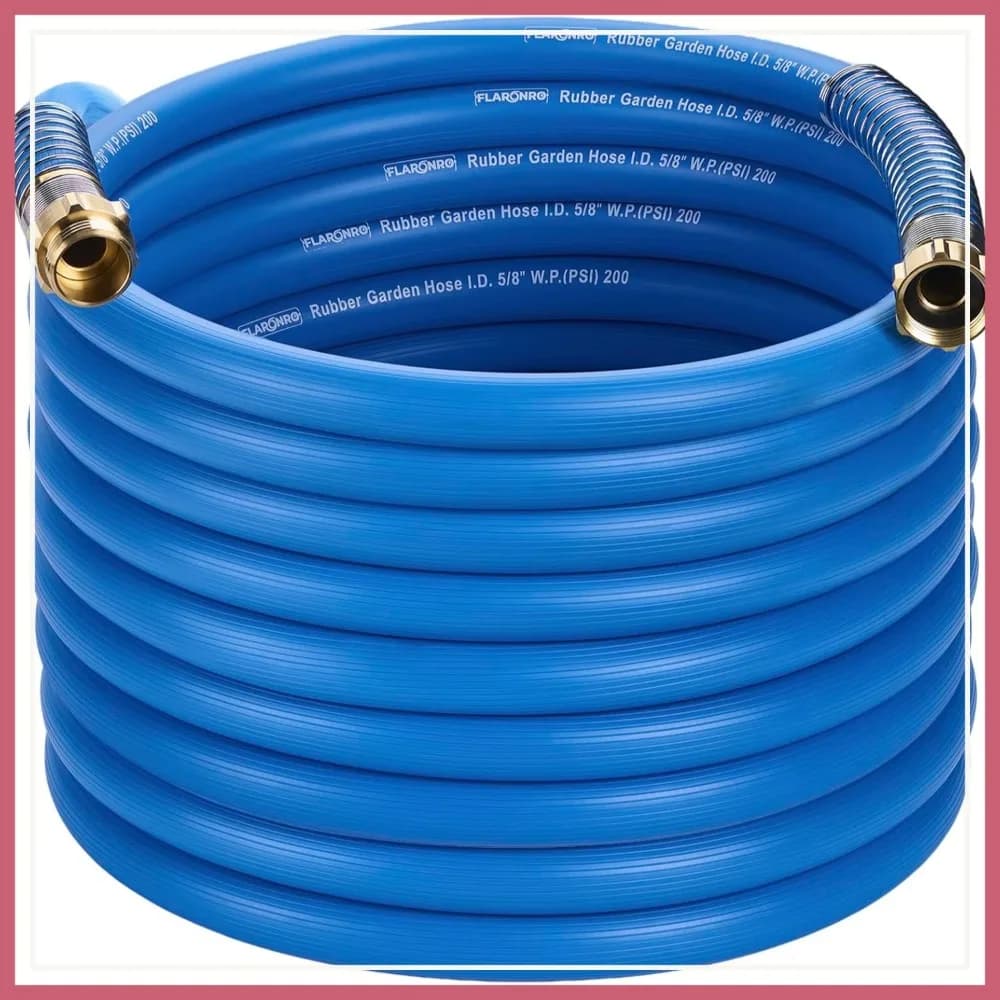 5/8 pollici × 75FT. Tubo da Giardino in Gomma Resistente, Alta Portata 5/8" I.D. Raccordo in ottone senza memoria di forma, tubo flessibile durevole per irrigazione e annaffiatura