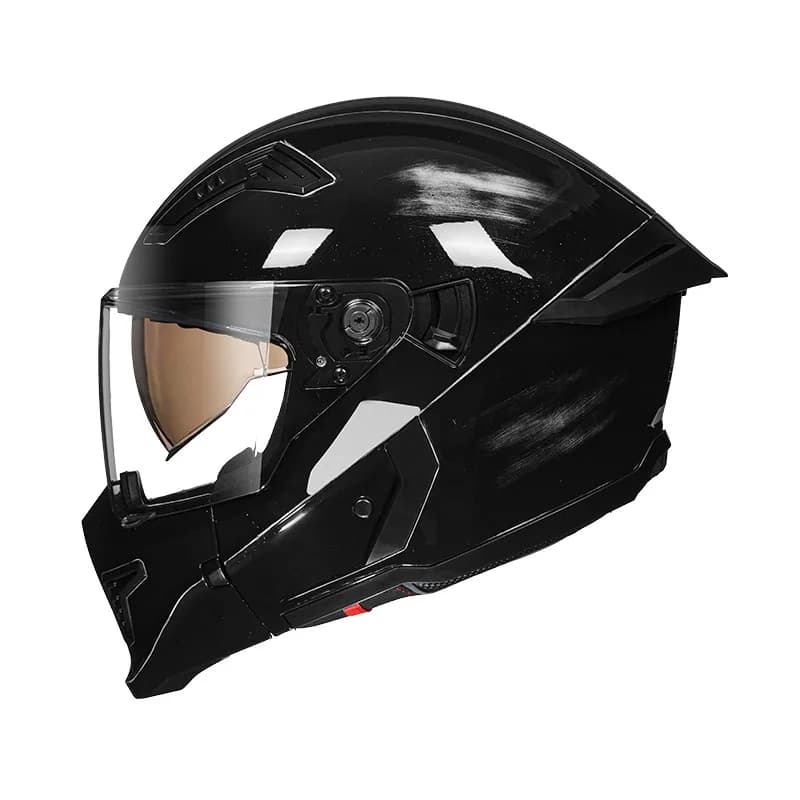 Casco Moto Vintage Nero - Casco Modulare Rimovibile Integrale/3/4 - Casco Cruiser - Casco Off-Road Ventilato