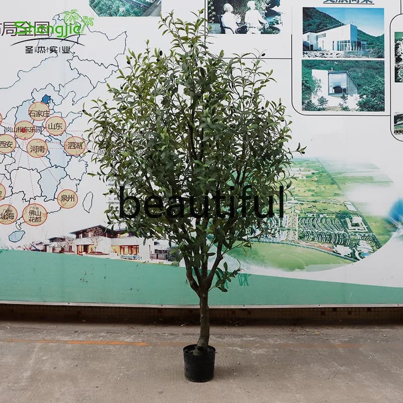 Simulazione albero d'oliva centro commerciale hotel interno pianta verde pavimento decorazione morbida pianta in vaso ornamento