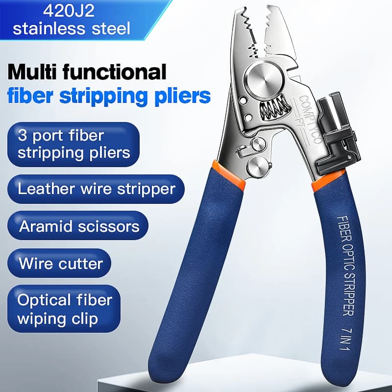 Strumento Multifunzionale COMPTYCO F7/F3/F6/K3/K7 per Spellatura Cavi in Fibra Ottica, Pinze Spelacavi FTTH con Clip di Pulizia