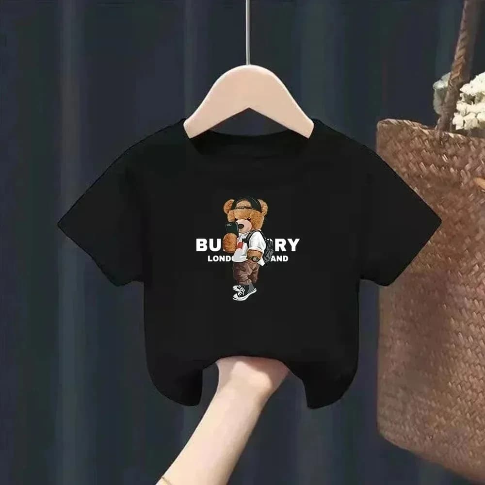 T-shirt per Bambini con Stampa Divertente Orso, Magliette a Maniche Corte Harajuku per Bambini e Bambine, Top Kawaii, Regalo, Abbigliamento Estivo