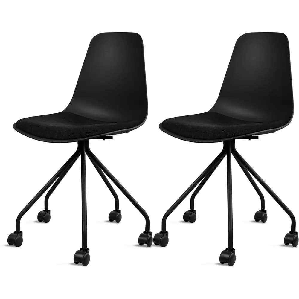 Sedia da Ufficio Ergonomica con Cuscino in Lino e Base in Metallo - Ideale per Conferenze o Uso Domestico (Nera)