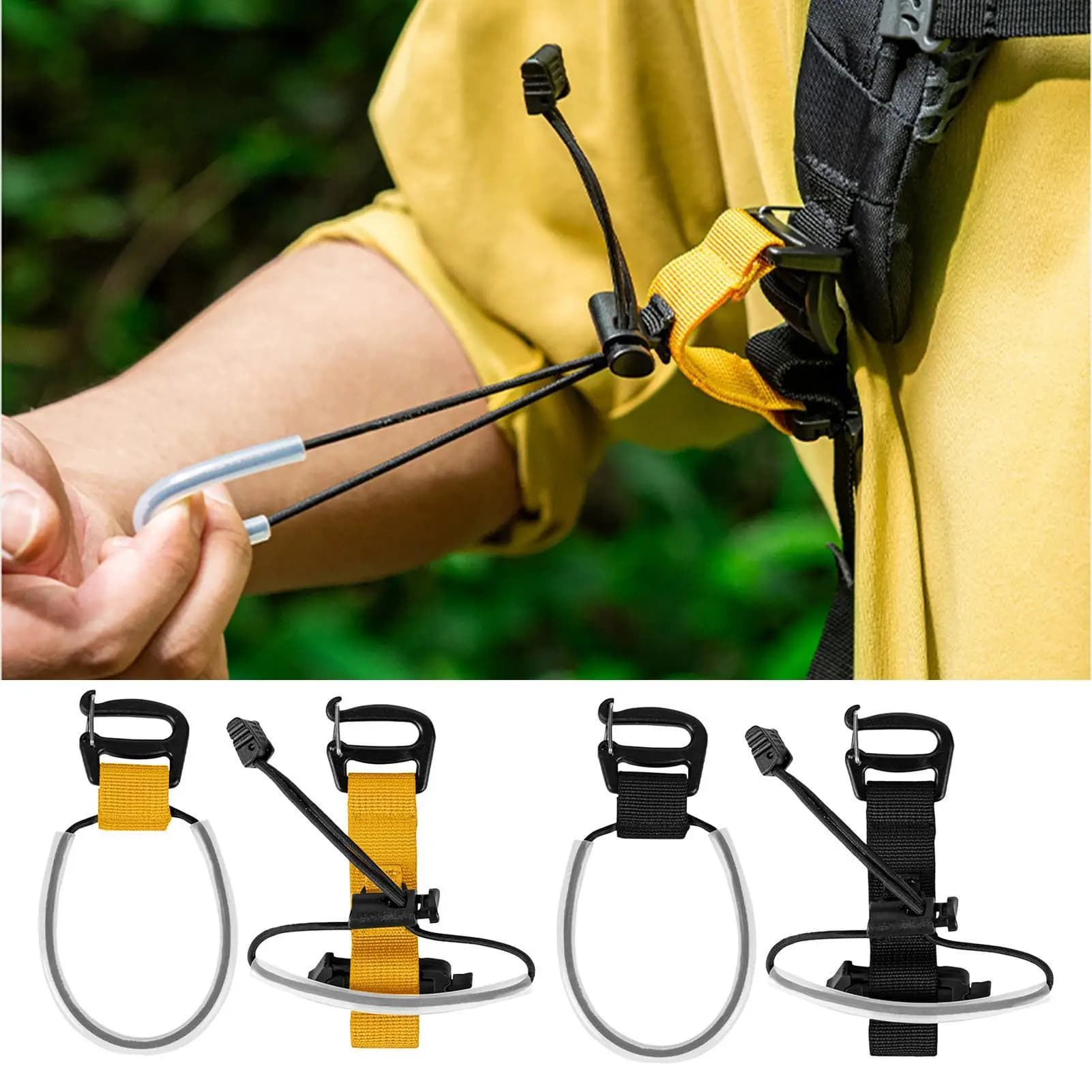 Hiking Pole Holder for Backpack Hands Free Elastic Heavy Duty Strap Hiking Pole Fixing Lanyard for Travel Trail Camping Outdoor