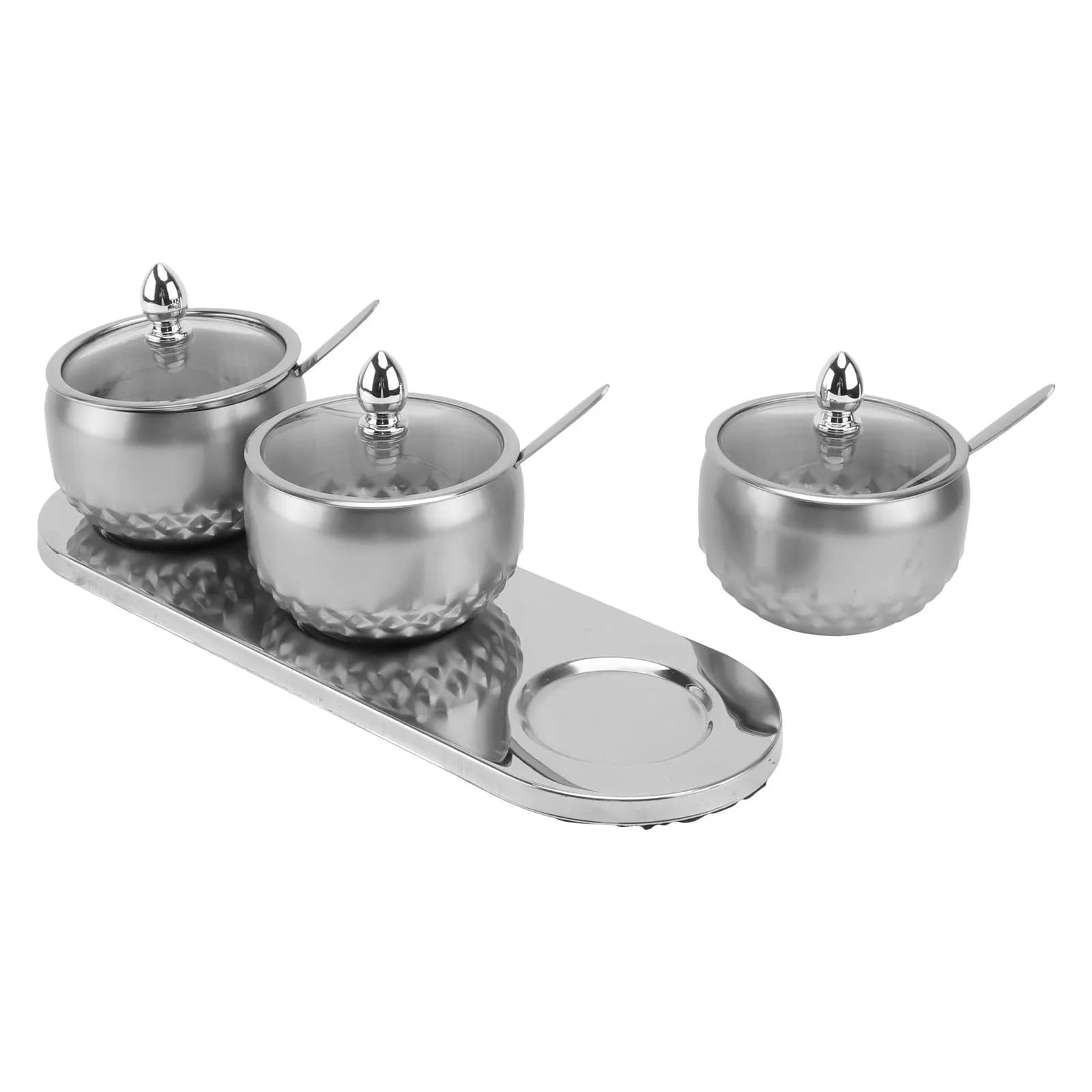 1Set Lovely Seasoning Boxes Set Premium Stainless Steel Airtight Seasoning Jars Set Fresh Spice Storage Space Saving Pantry