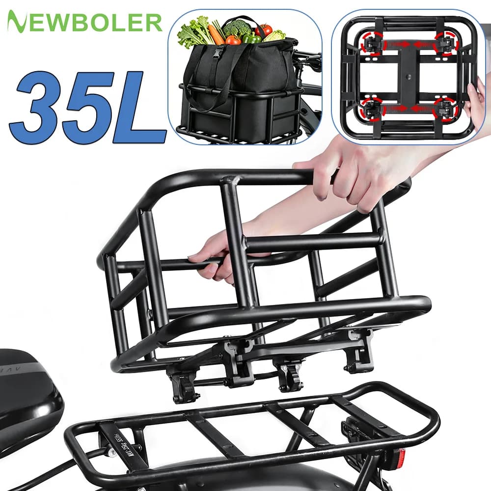 Quick Release Rear Bike Basket With Large Rear Bike Rack Basket for Bike,Heavy Duty Metal Rear Bicycle basket Handbag With Bag