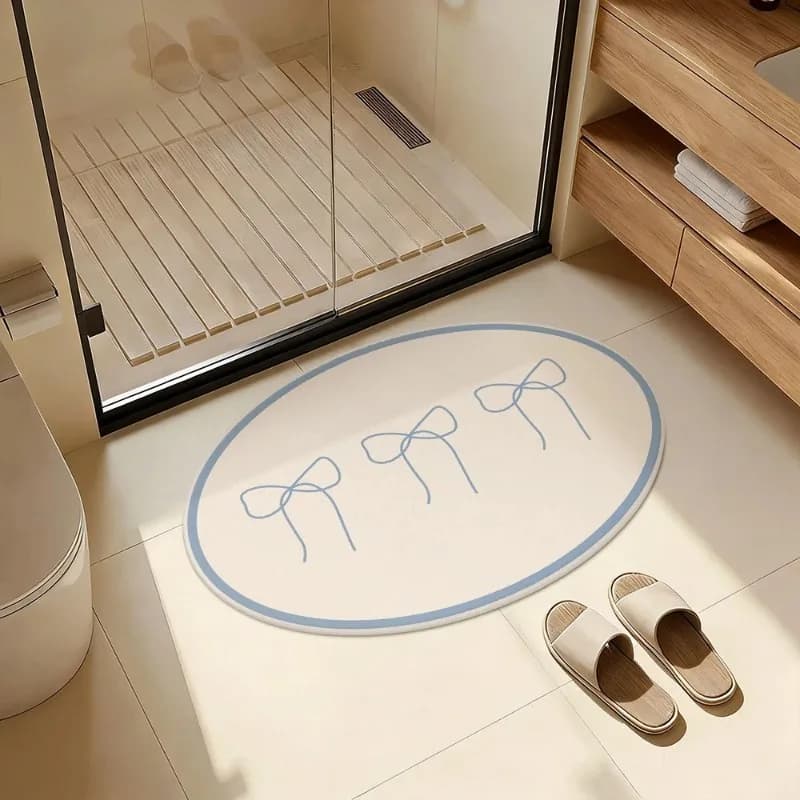 Bathroom Mat Bow Carpet Faux Cashmere Bedroom Bedside Bathroom Mat Moisture-Absorbing Floor Mat Door Floor Round Carpet