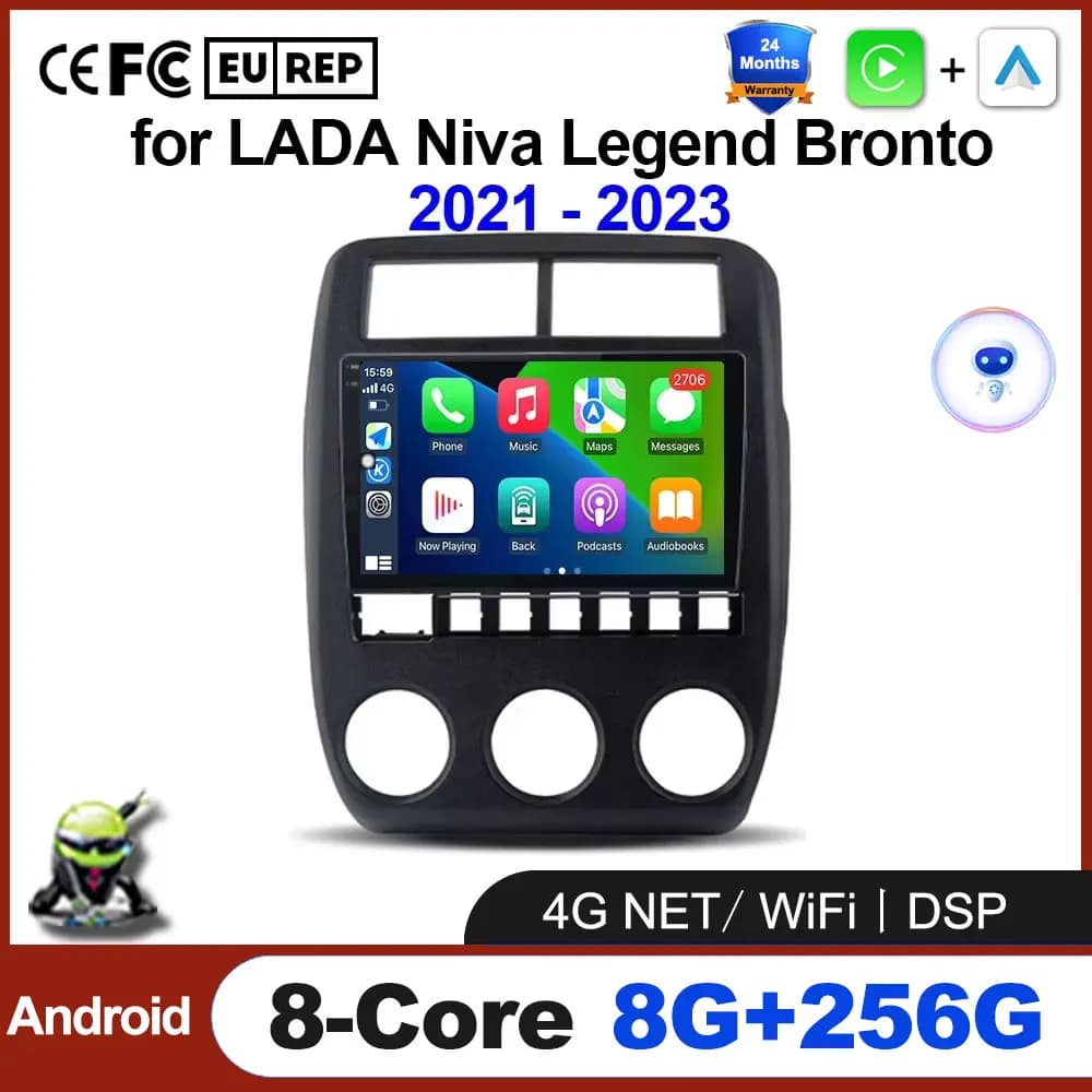 Wireless Carplay Autoradio Android 16 auto Per LADA Niva Legend Bronto 2021 - 2023 lettore multimediale navigazione GPS radio Video