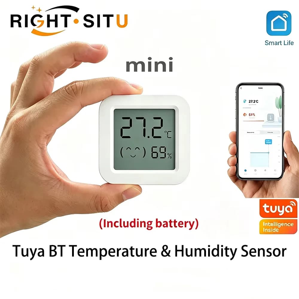 Sensore di umidità della temperatura Tuya Mini display digitale LCD compatibile con l'APP Bluetooth Termometro igrometro con telecomando