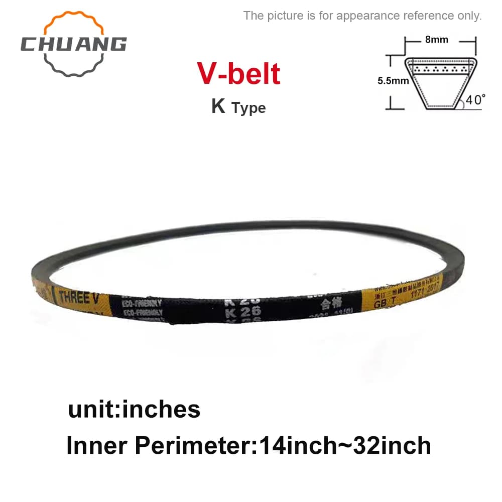 V-belt K Type Transmission Belt perimeter:14inch~32inch K Type Triangle Belt Industrial Agricultural Equipment Transmission Belt