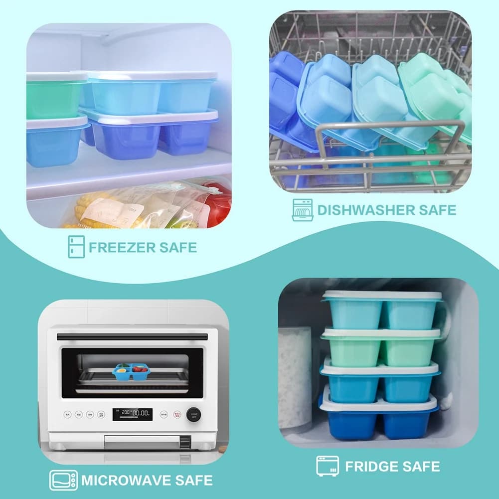 TFORU-Scatola per il pranzo a quattro scomparti Set Scatola per alimenti Scatola per il pranzo portatile Scatola Bento Scatola sigillata Contenitori per alimenti divisi