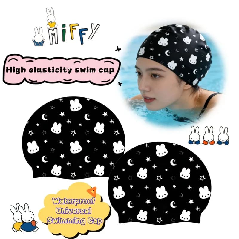 Cuffia da Nuoto Miffy Rabbit in Silicone Impermeabile, Alta Qualità, Carina ed Elastica, Unisex per Studenti