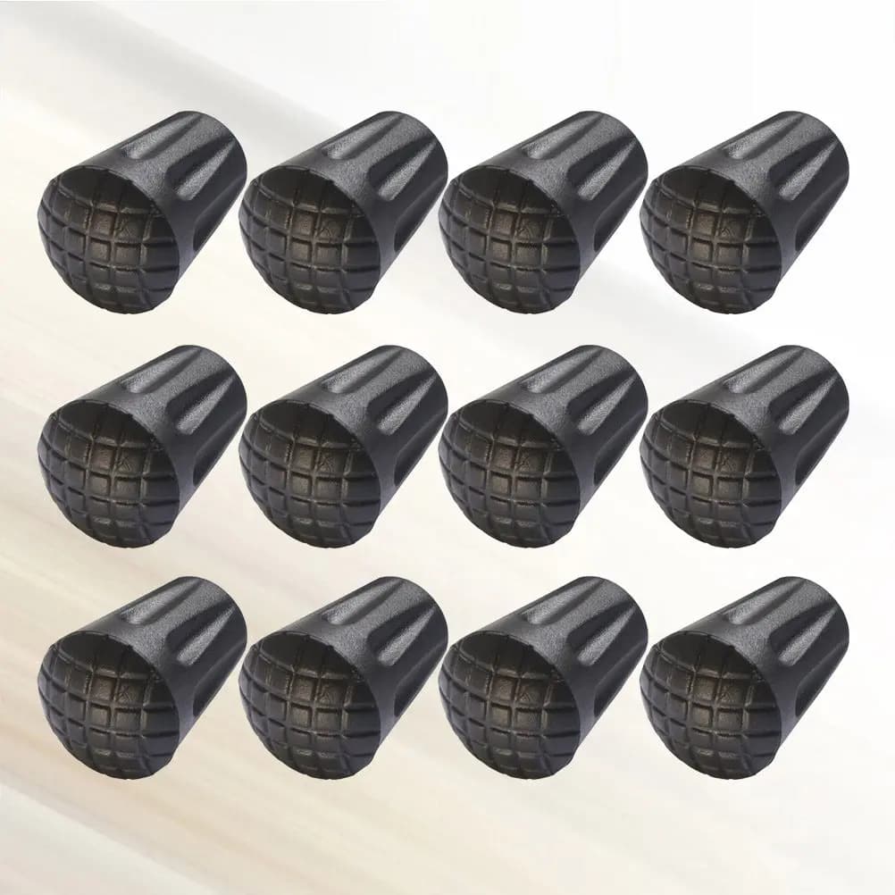 12Pcs Hiking Stick End Caps Trekking Pole Tips Anti-Skid Wear-Resistant Lightweight Portable for Walking Crutches Cement Slope