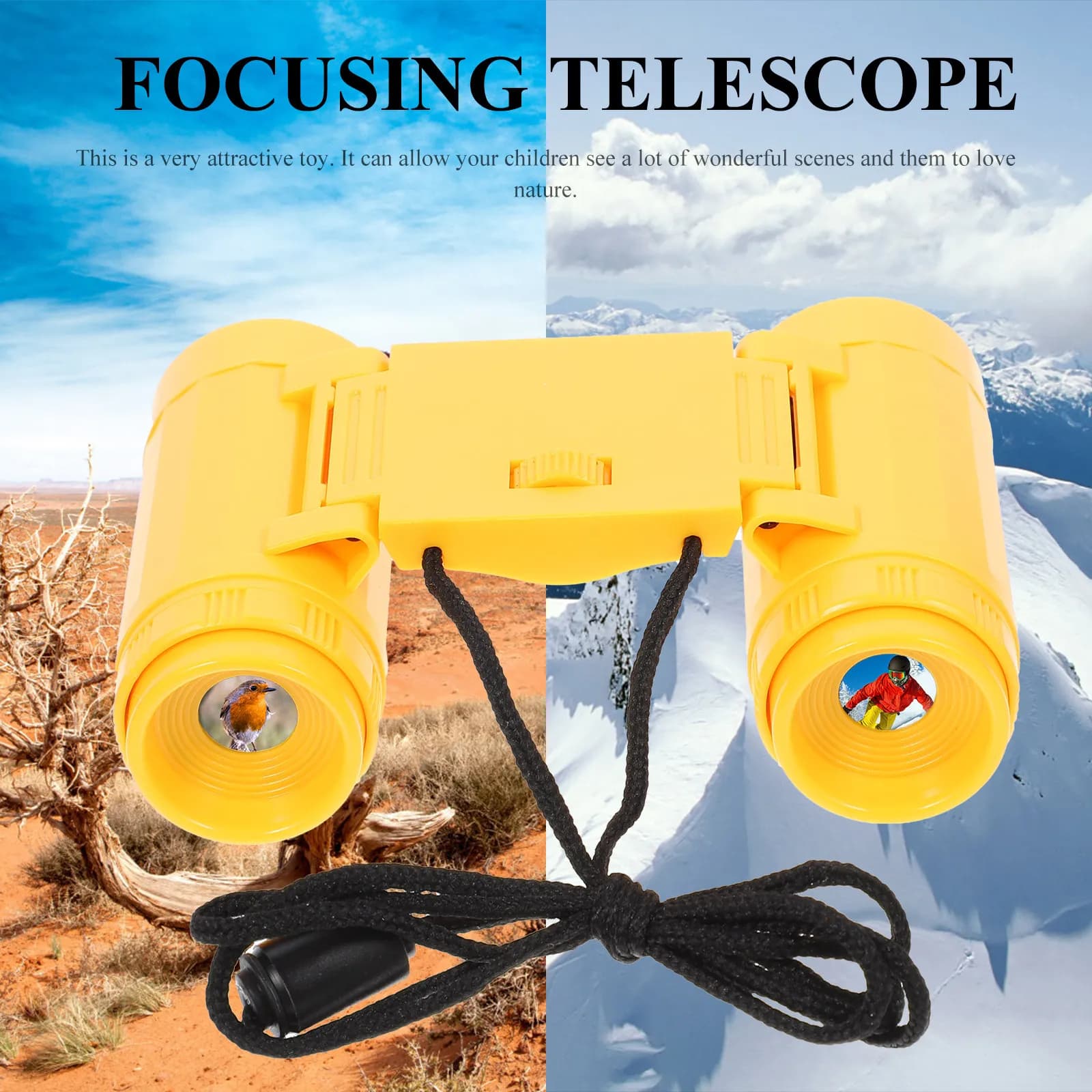 Telescopio Creativo Giallo per Bambini per Attività all'Aperto, Osservazione Uccelli, Telescopio con Messa a Fuoco Regolabile