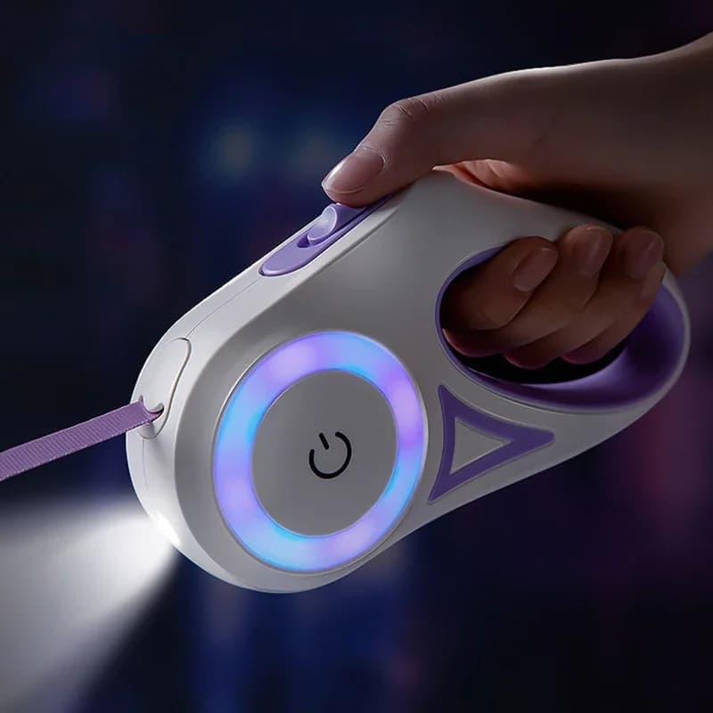 Guinzaglio Retrattile LED per Cani con Luce per Cuccioli, Cani Piccoli, Medi e Grandi, Gatti, Accessori per Pettorina e Collare, 3m 5m