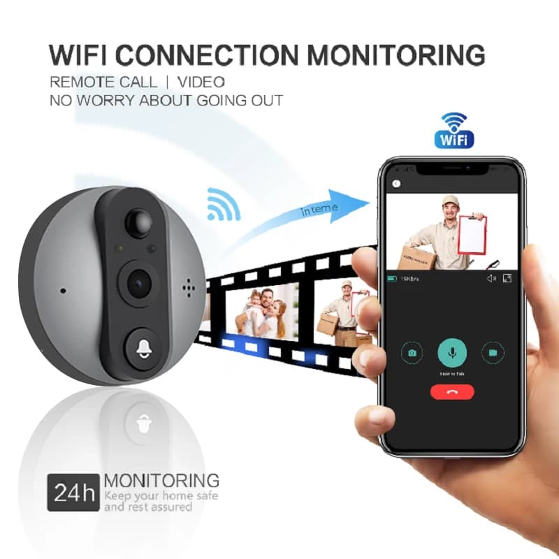 Schermo IPS da 4.3 pollici Tuya APP 2MP 1080P WIFI IP Campanello Citofono Videocitofono Spioncino visivo Telecamera per porta