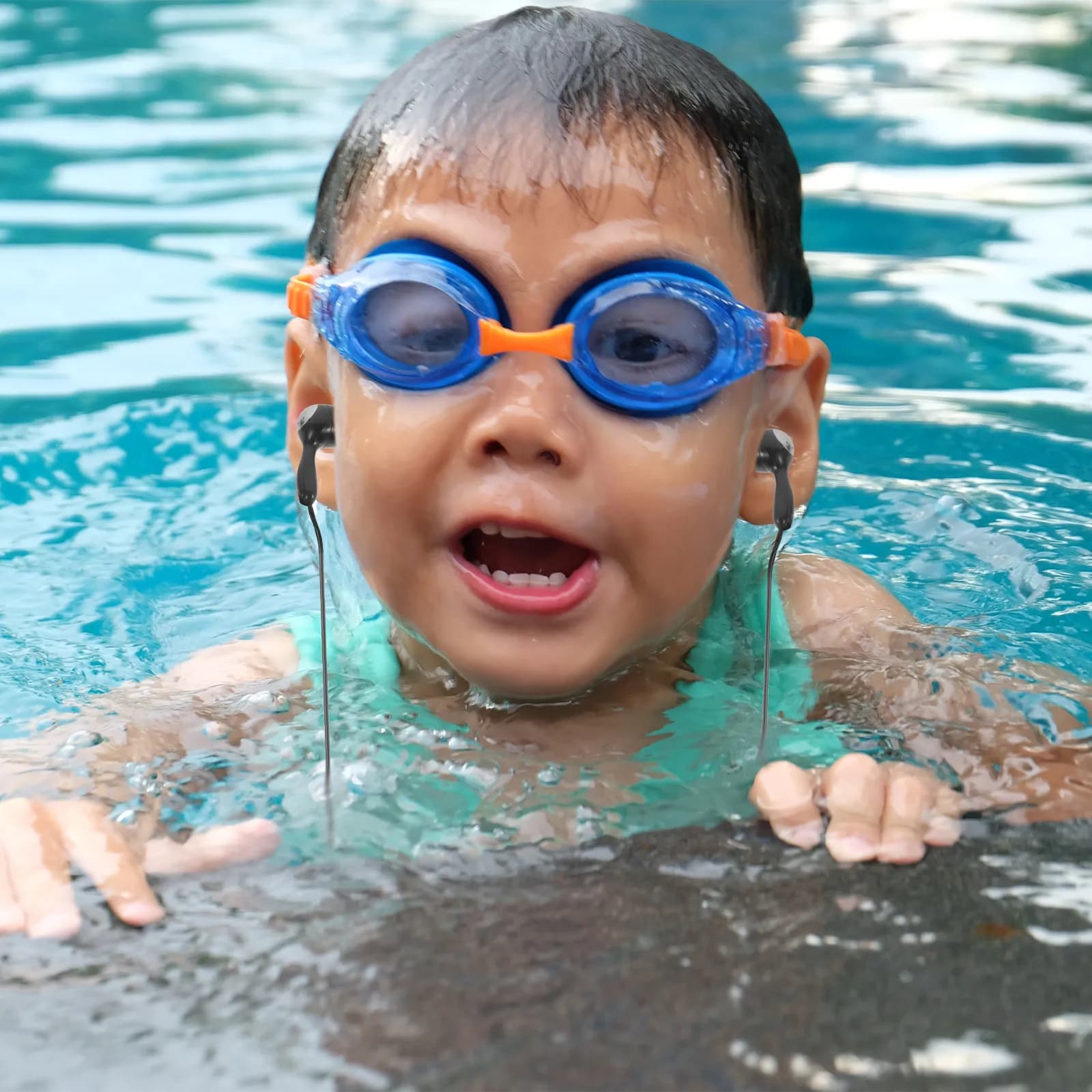 2 waterproof headsets for swimming, flexible earphones for snorkeling, diving, bathroom, water use, swimming headsets