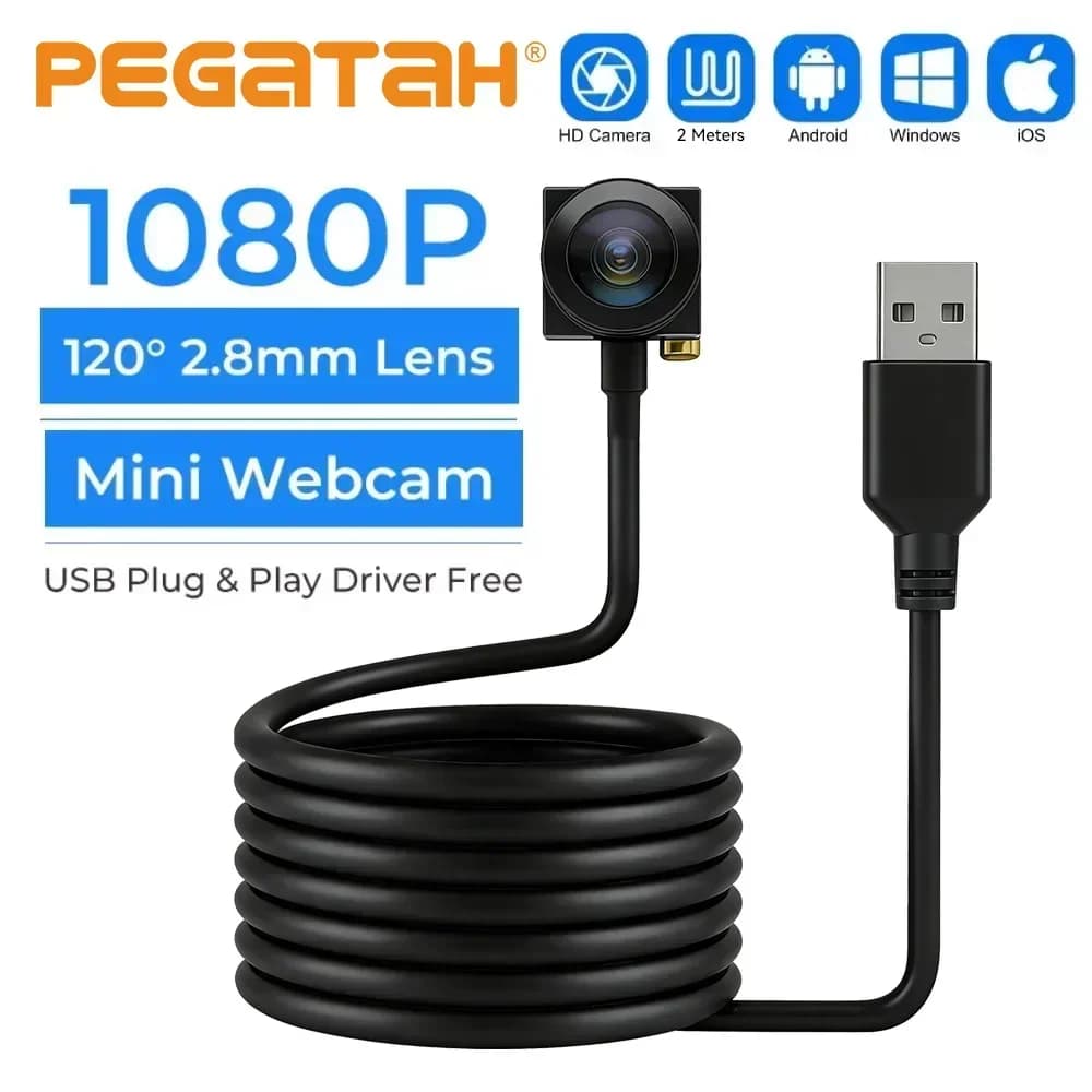Webcam PEGATAH 1080P, mini telecamera USB per laptop, videocamera per computer con autofocus, webcam Full HD per videosorveglianza