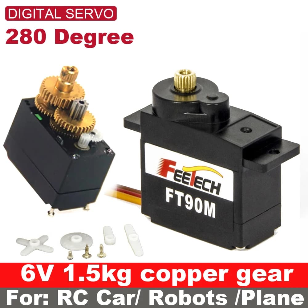 Feetech servi All Metal Gear Small Size 280 gradi 2kg Micro Robot a doppio albero Servo FT90M per auto RC modello elicottero barca