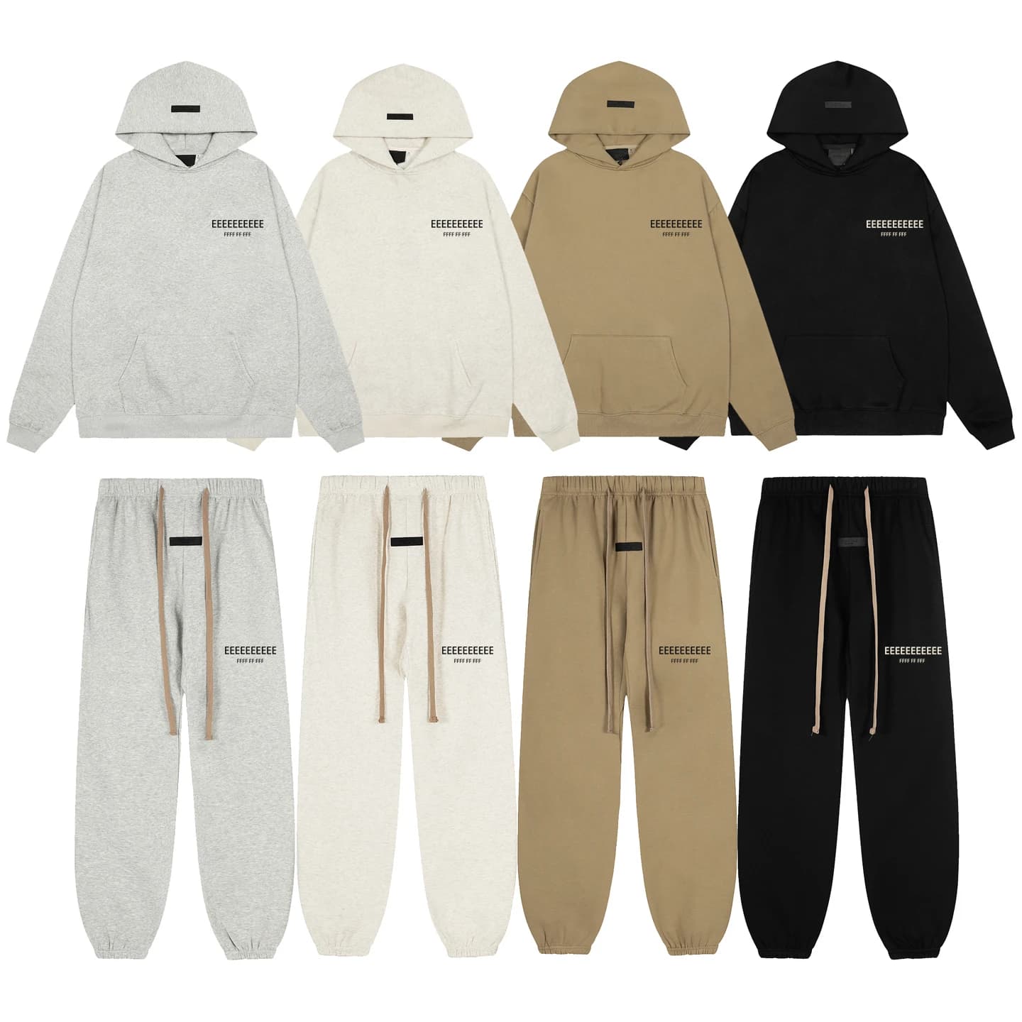 Set Coordinato Moda Uomo: Pantaloni con Coulisse a Doppia Linea e Design di Lusso, Pantaloni Lunghi con Lettere in Silicone, Set Oversize High Street per Coppia con Felpa con Cappuccio