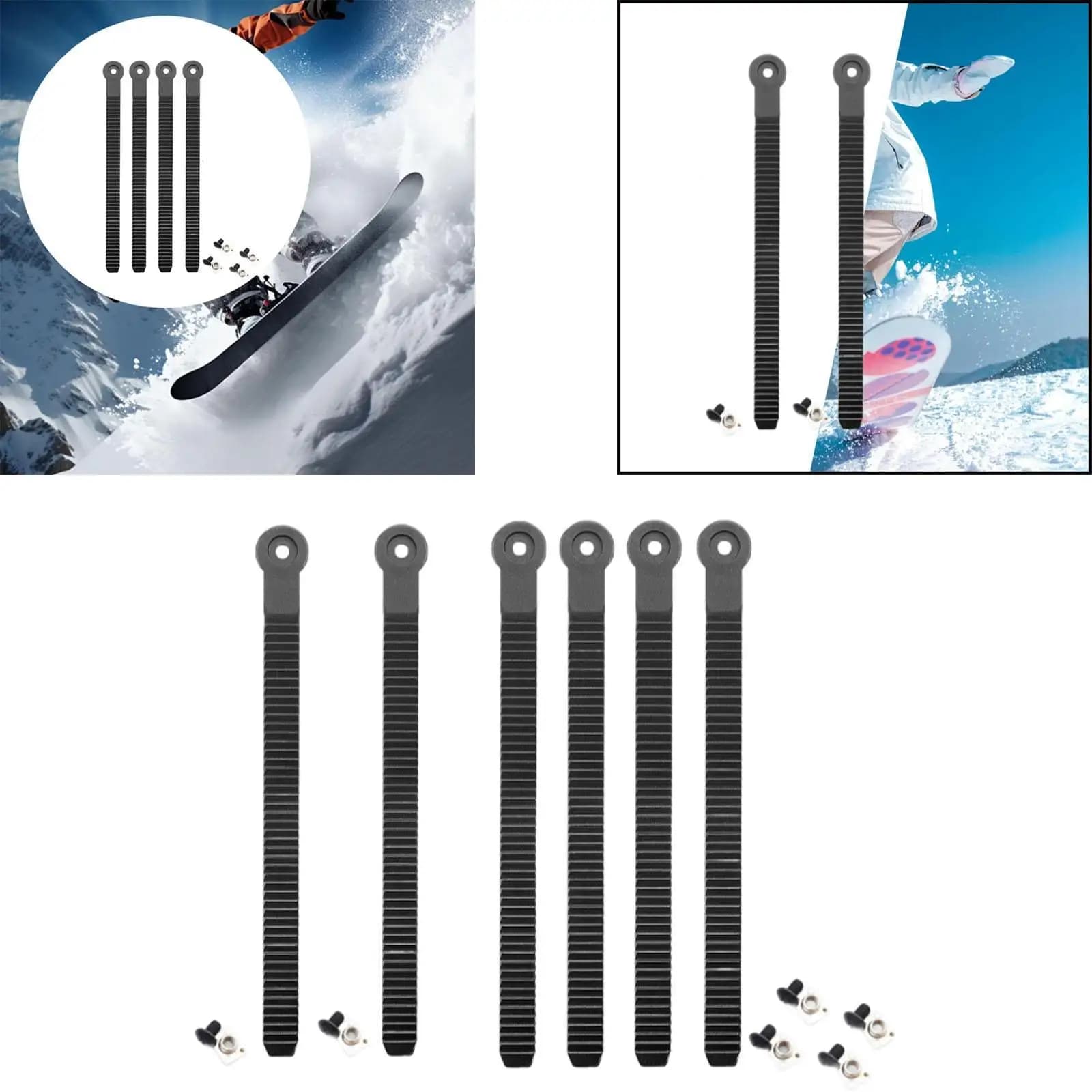Snowboard Binding Strap Kit ABS Material Easy Install Ankle Holder with Screws for Ski Boots and Snowboard Gear