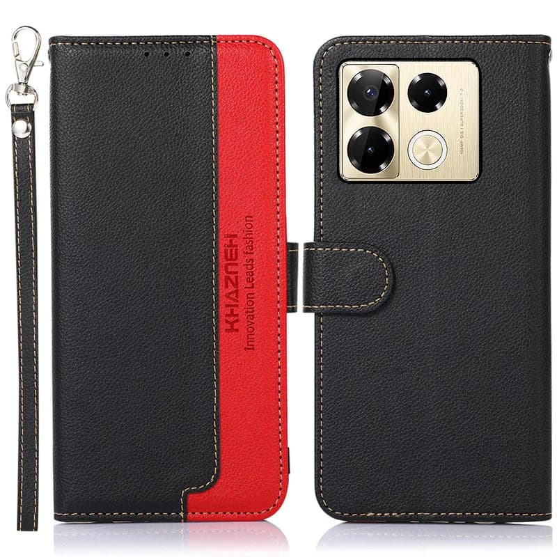 Custodia per telefono in pelle bicolore per Infinix Note 40X 40 30 Pro + VIP 30i con RFID, chiusura magnetica, slot per carte, funzione portafoglio e protezione antiurto