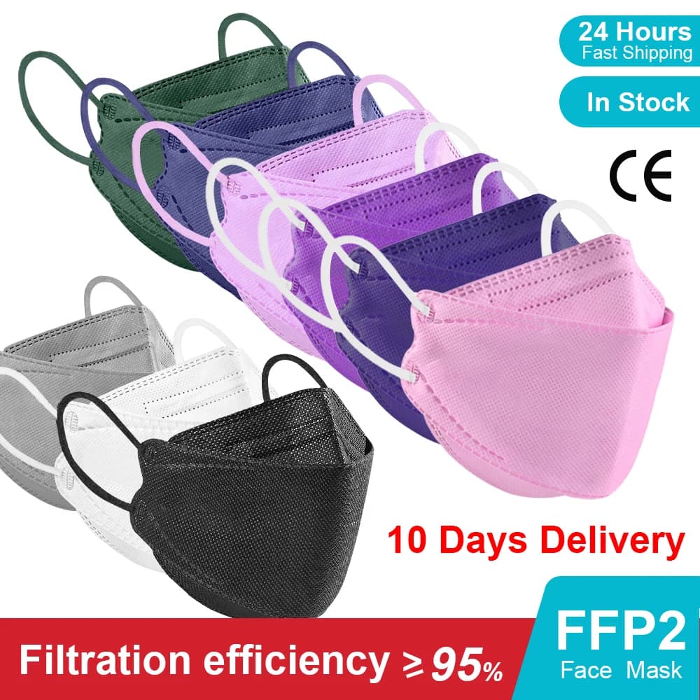 Maschera di pesce KN95 Mascarillas FPP2 Maschera FFP2 per adulti 4 strati Maschere per il viso approvate FFPP2 Respiratore FFP2 Copri bocca Masque FFP2