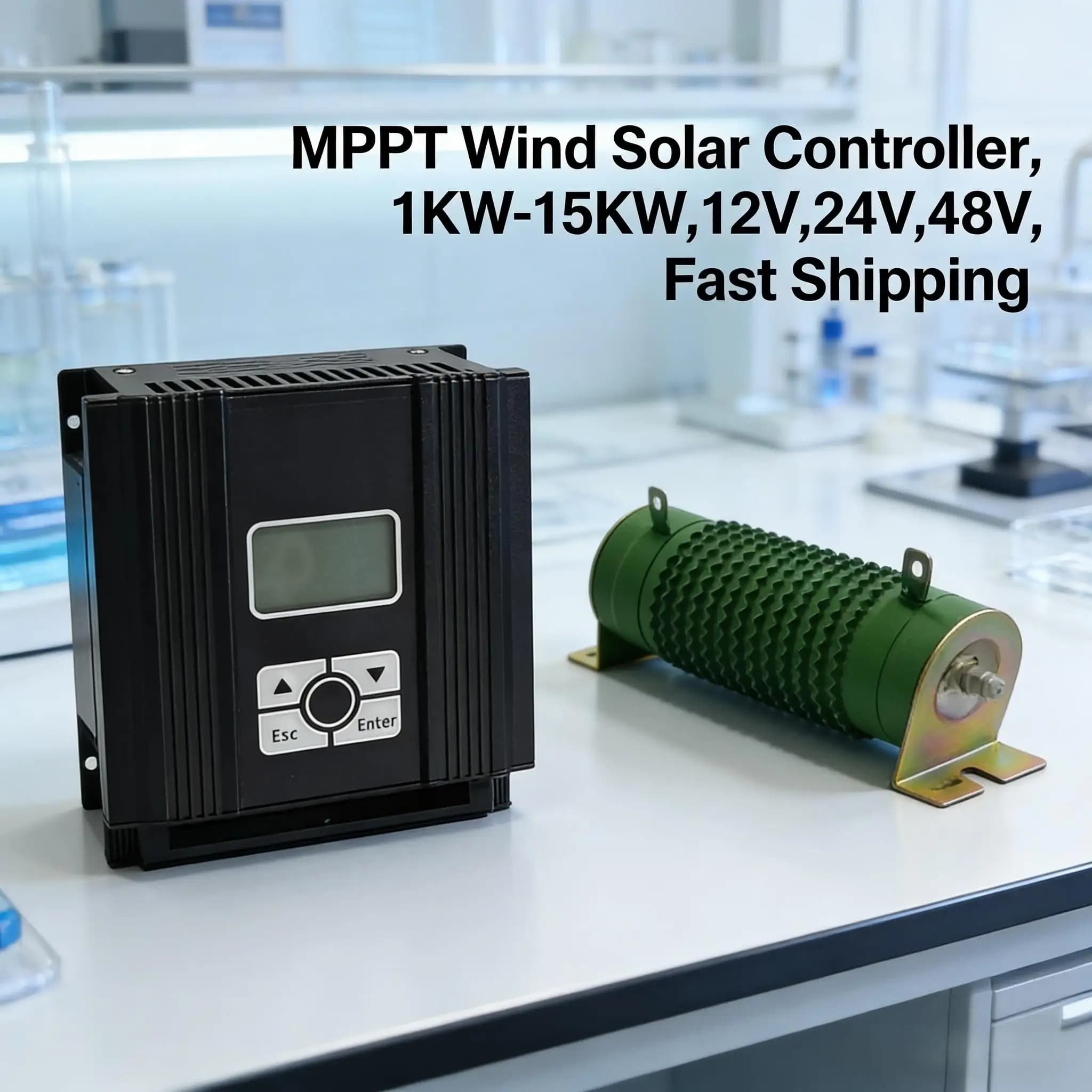 Regolatore di Carica Ibrido Eolico-Solare MPPT Automatico 10000W 12V 24V 48V, con Funzione Boost per Turbine Eoliche e Pannelli Solari e Carico di Scarico