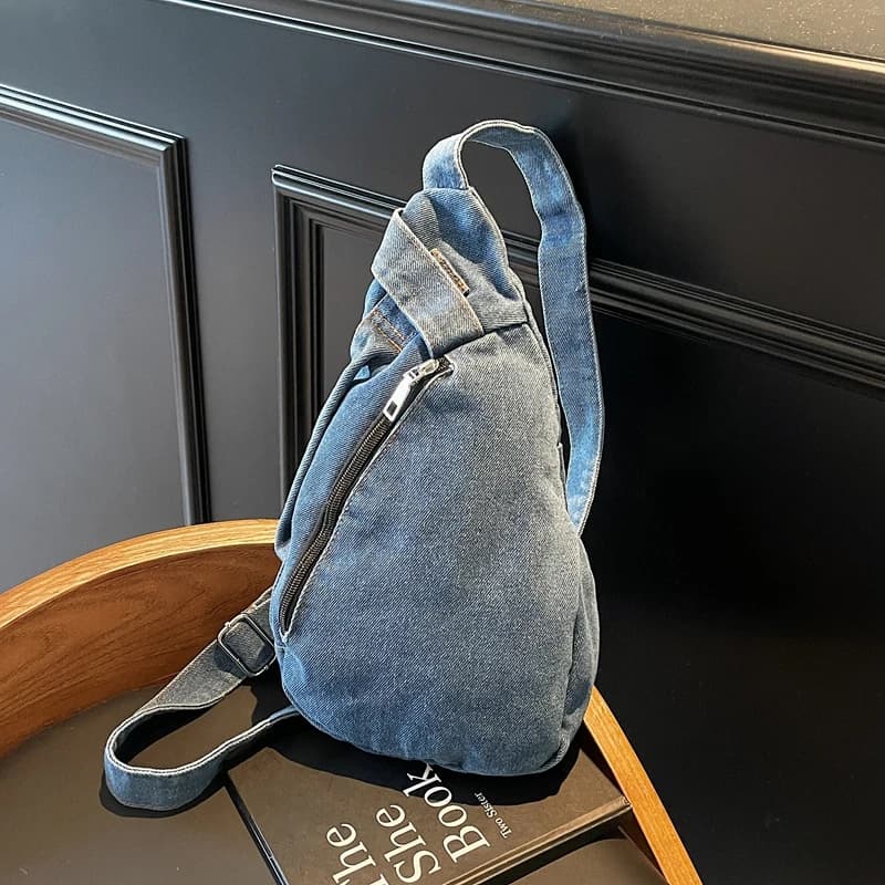 Denim Solid New Fashion Borse petto Cerniera Borse da donna casual 2025 Vendita calda Filo per cucire Marsupi versatili Pacote De Peito