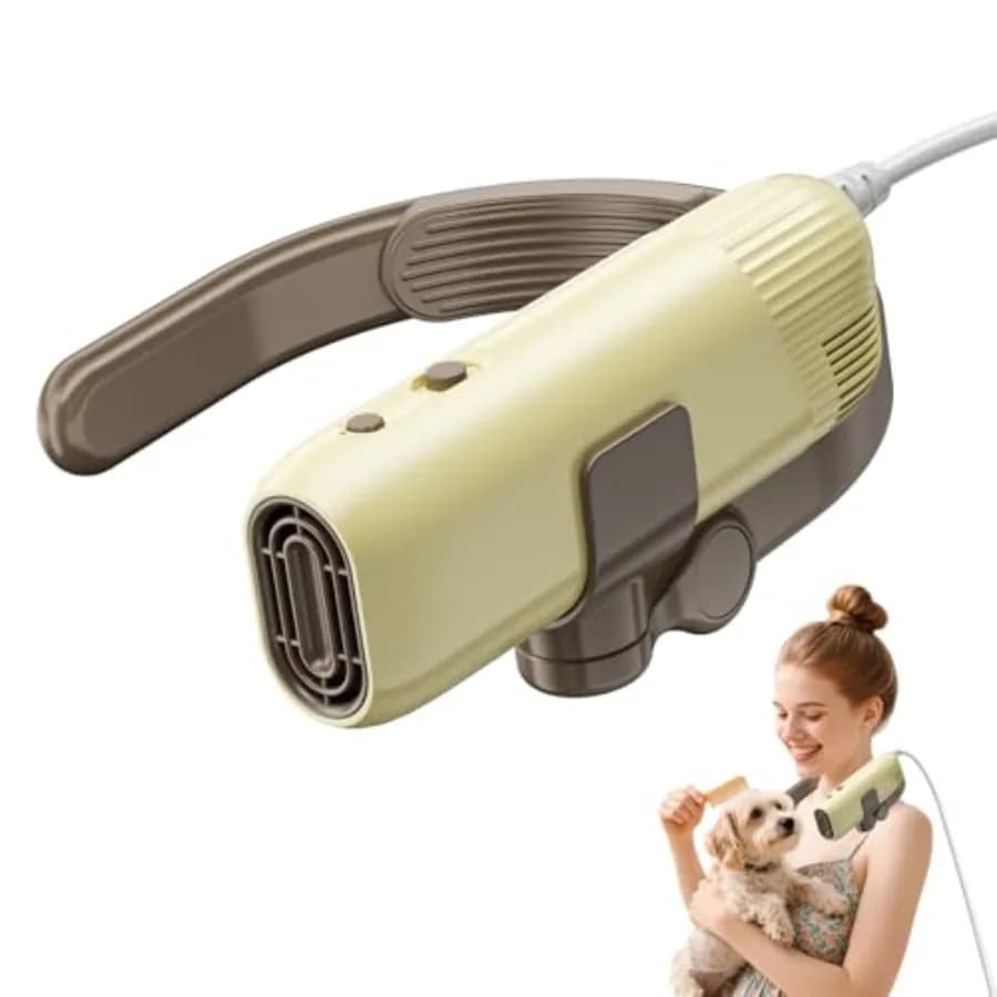 Asciugacapelli Professionale per Cani Senza Mani, Asciugacapelli Portatile per Animali Domestici con Supporto Regolabile da Collo per Saloni di Toelettatura