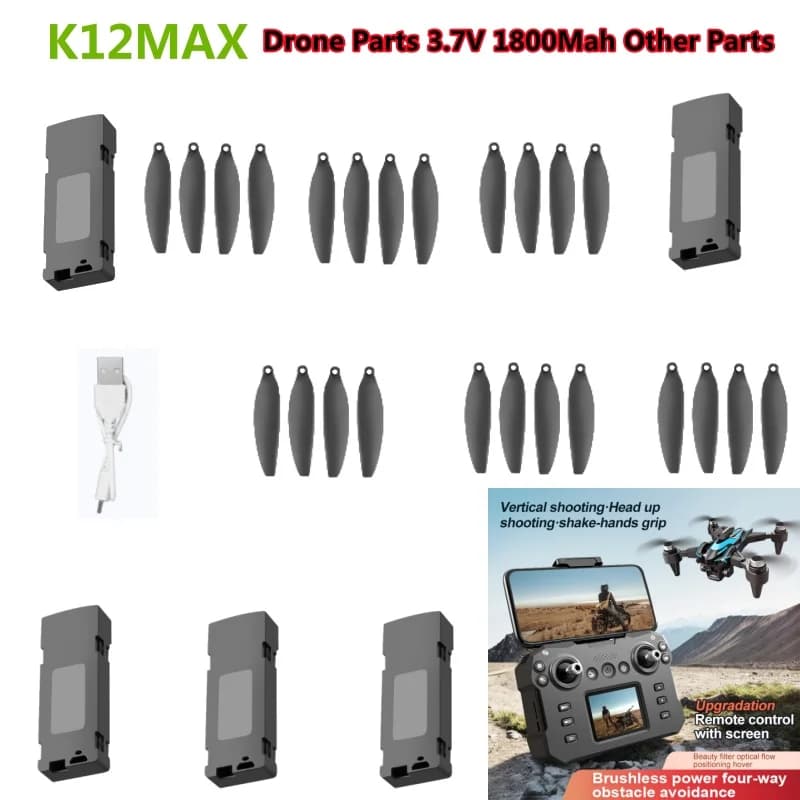 K12 MAX 3.7V 1800Mah Battery K12MAX Screen Drone Battery Blade K12 Quadcopter Spare Parts Propeller USB MAX Accessories K12