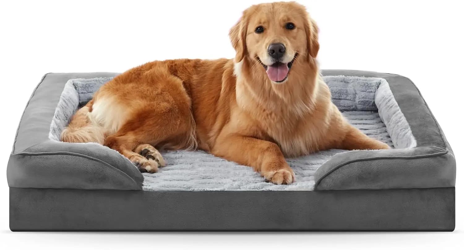 Letto Ortopedico Grande per Cani, Divano XL Lavabile con Schiuma a Nido d'Ape, Rivestimento Rimovibile, Impermeabile e Antiscivolo